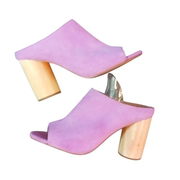 Urban Outfitters Pink Suede Mule Open Toe Round Heels size 9 - Picture 10 of 10